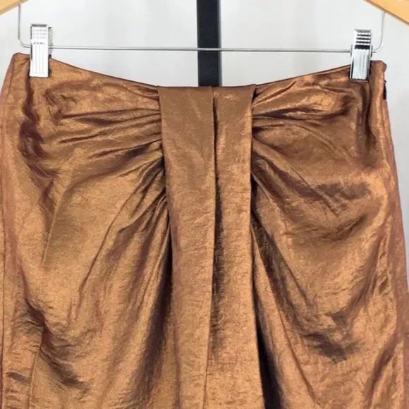 & other stories Draped Metallic Satin Mini Skirt Sz 6 - Picture 3 of 11